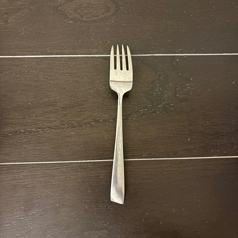 Linmark Stainless Japan Dinner Fork Mid Century Modern Slanted Handle Vintage